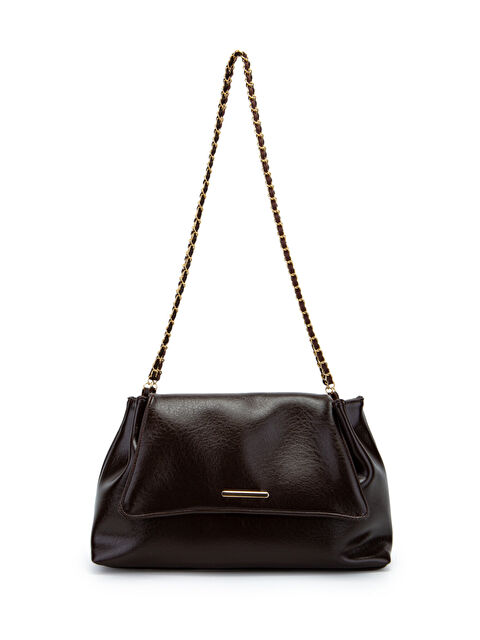 Minebag Kapaklı Zarif Tasarım Sarrah Kadın Omuz Çanta Kahverengi