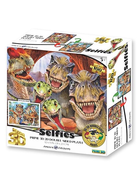 Prime 3D Dinozorlar Selfie Çift Taraflı Puzzle 100 Parça 15037 - S000337523-10231