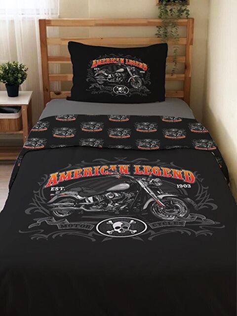 Evmila Çift Taraflı Motor Desenli Çarşafsız Takım Tek Kişilik Nevresim Takımı 160x220 Cm - S000123808-23173