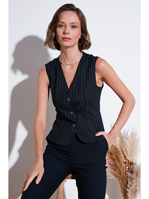 Lela Fitted-Vücuda Oturan Astarlı Klasik Dokuma Kadın Yelek 611Yl030W4 - S000251037-37341