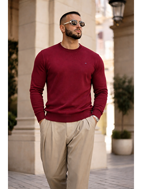 Comstar Erkek Trend Comfort Bisiklet Yaka Bordo Triko Kazak