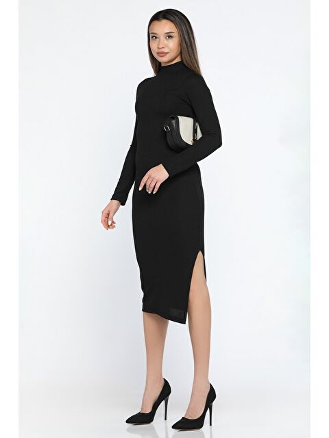 Gülseli Yarım Balıkçı Yırtmaçlı Kadın Elbise - S000313469-19351