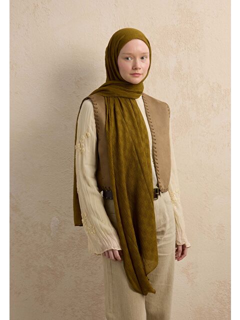 Fresh Scarfs Modal Damalı Şal Sahra - S000420269-9647