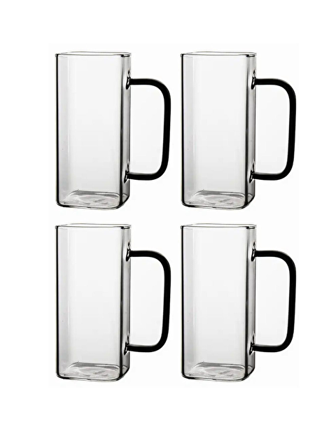 Kitchen Design Lab Kare Cam Füme Kulplu Bardak 350 ml 4 Adet - S000433393-26865