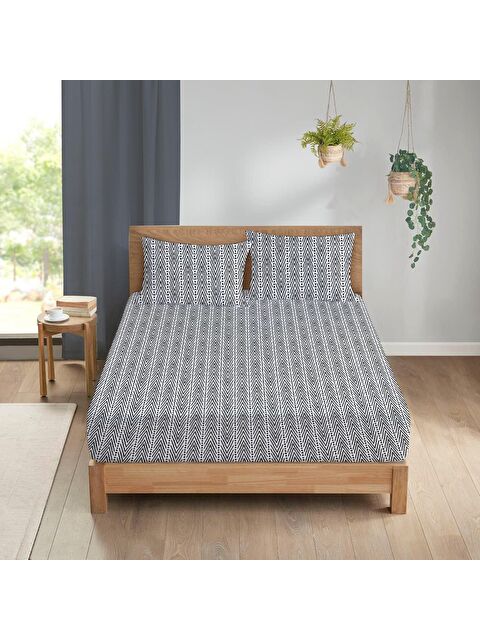 Evmila Etnik Desen Baskılı Çift Kişilik 180x200 Cm Çarşaf Takımı - S000124303-23173