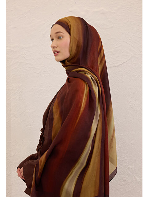 Fresh Scarfs Color Brush Desen Rami Şal Kahve - S000420266-28102