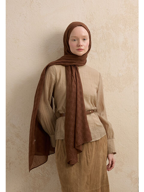 Fresh Scarfs Modal Damalı Şal Kakao - S000420269-26424