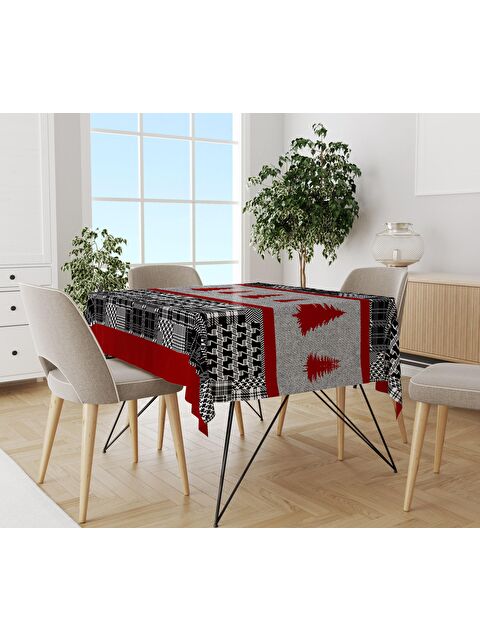 Evmila Yılbaşı Desenli Kadife Doku Masa Örtüsü - S000111158-23173