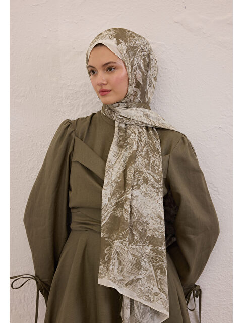 Fresh Scarfs Secret Elegance Desen Rami Şal Vizon - S000420274-26429