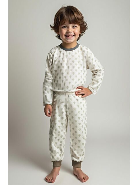 ZEYLAND Unisex Çocuk Desenli Pijama Takımı - Bej - S000532759-19928