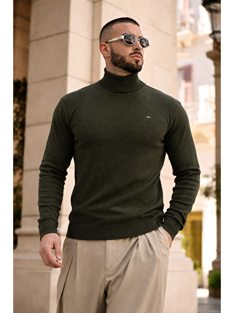 Comstar Erkek Günlük Premium Comfort Boğazlı Haki Triko Kazak