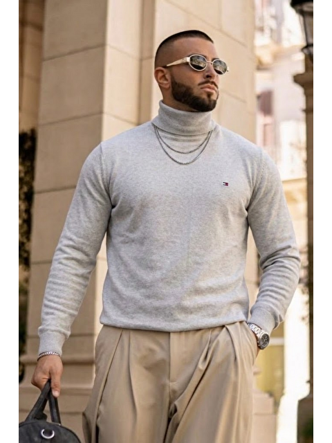 Comstar Erkek Günlük Premium Comfort Boğazlı A.Gri Triko Kazak