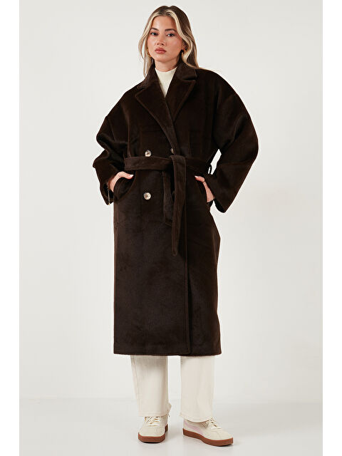 Lela Oversize Kruvaze Yaka Yumuşak Dokulu Uzun Trençkot 6839610 - S000463883-19413