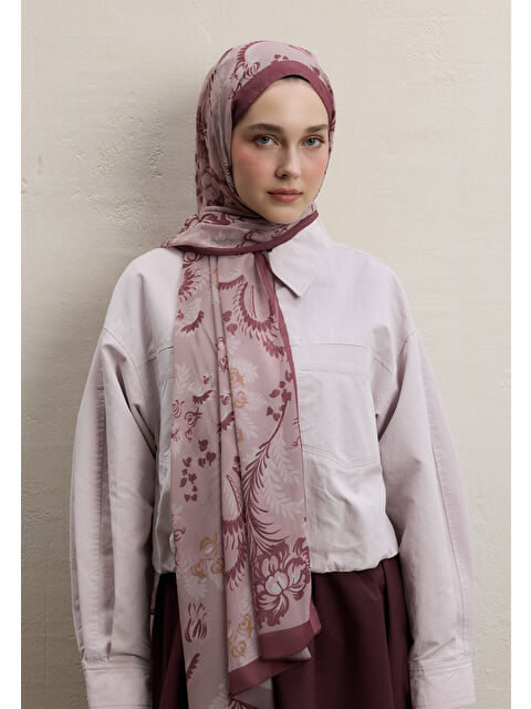 Fresh Scarfs Rosella Desen İpek Krep Şal Gülkurusu - S000420341-20028