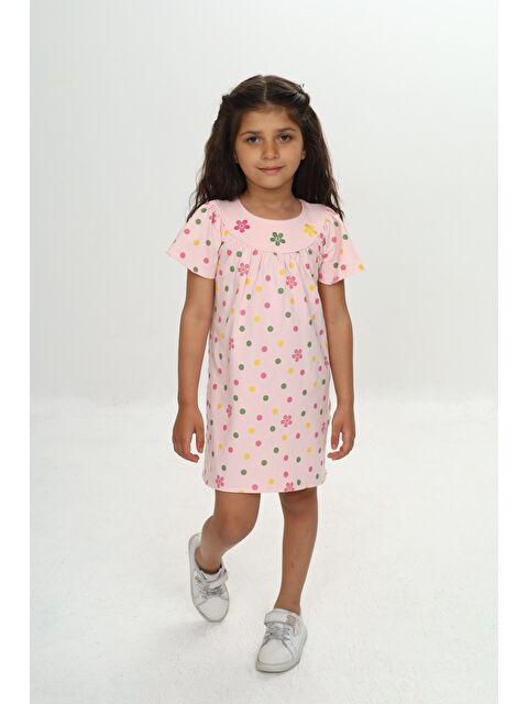 Toontoykids Kız Çocuk Renkli Çiçek Nakışlı Elbise - S000393905-20020