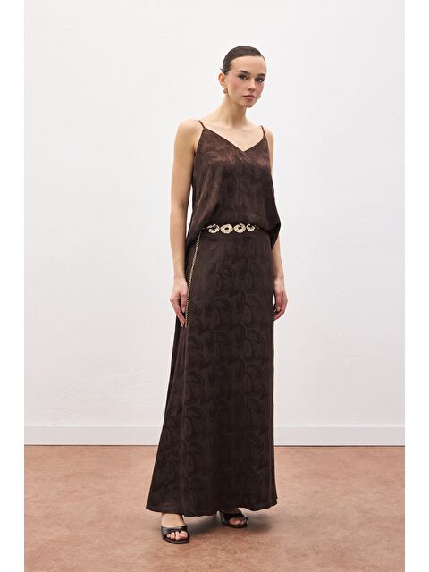 SATEEN Lior Uzun Etek - Kahve - S000521592-19413