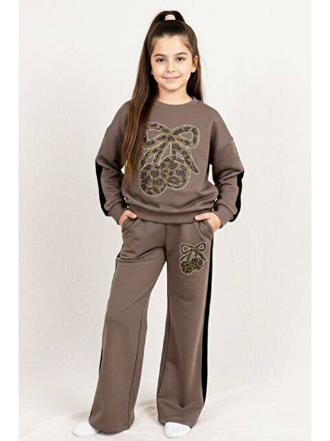 Modanino Kız Çocuk Taş İşlemeli Kiraz Ve Fiyonk Desenli-2 İplik-Alt-Üst Takım-5-12 Yaş 12445 - S000480883-19413