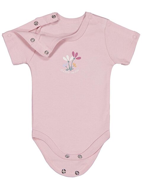 Civil Baby Çiçek Baskılı Çıtçıtlı Badi - Pembe Prematüre - S000509127-16324