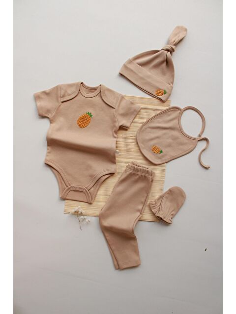 Oh La La Koala For Little Ones Ananas Nakışlı 5li Kısa Kollu Yenidoğan Set (0-3 Ay)