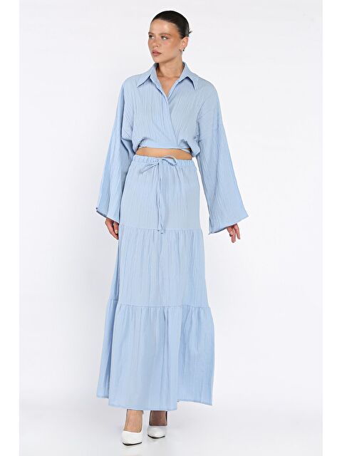 Gülseli Kadın Bağlamalı Bluz Etek İkili Takım (astarlı Kullanım Önerilir)