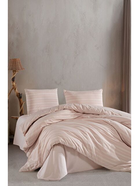 Varol Stripe Saten (King Size) Nevresim Takım Krem - S000379603-19966