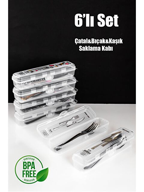 Porsima Te-192 6'lı Çatal Kaşık Bıçak Saklama Kutusu Kabı Seti - S000323233-26865