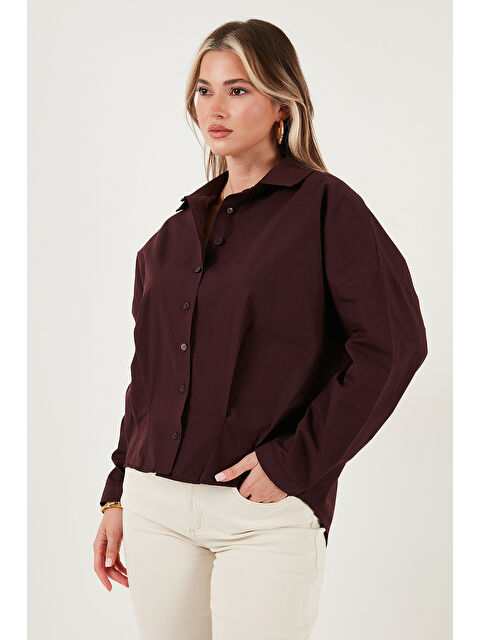 Lela Pamuklu Oversize Önü Kısa Arkası Uzun Klasik Yaka Gömlek 6834985 - S000463875-20036