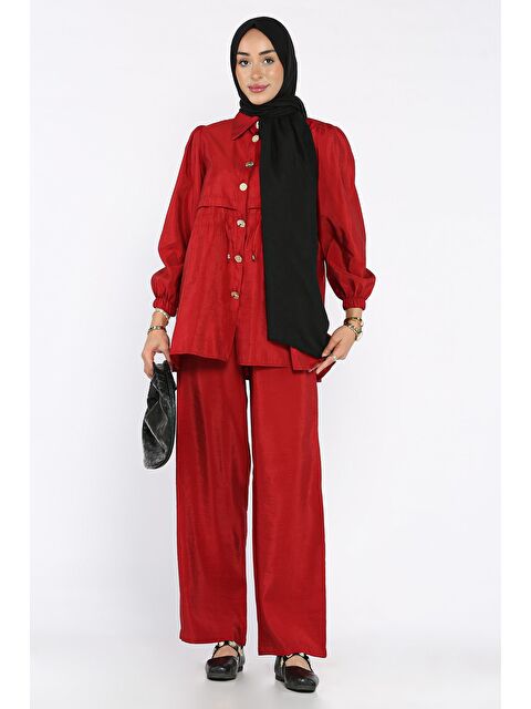Julude Kadın Gold Düğmeli Bel Bağlama Detaylı Tunik Pantolon Tesettür İkili Takım (s-m-l Beden Uyumludur.) - S000425542-19951
