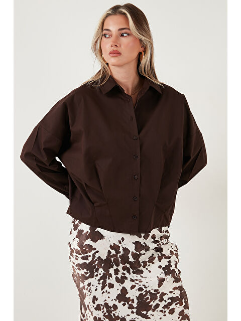 Lela Pamuklu Oversize Önü Kısa Arkası Uzun Klasik Yaka Gömlek 6834985 - S000463875-19413