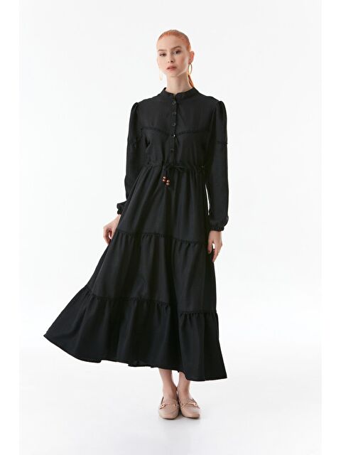 Fullamoda Fullamodest Beli Bağlamalı Hakim Yaka Elbise - S000185353-19351