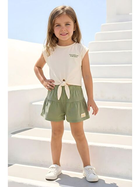 ZEYLAND Kız Çocuk Fırfırlı Örme Şort - Haki