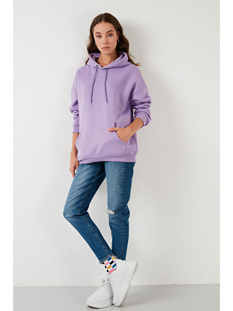 Lela Regular Fit Pamuklu Kapüşonlu Yaka Şardonlu Kışlık Kadın Sweat 5863854 - S000000180-17878