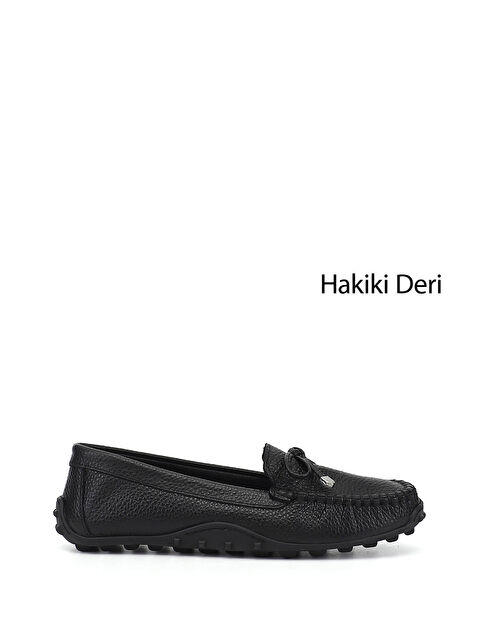 GÖNDERİ(R) Kadın MAT SİYAH Fiyonklu Hakiki Deri Comfort Babet - S000531425-6381