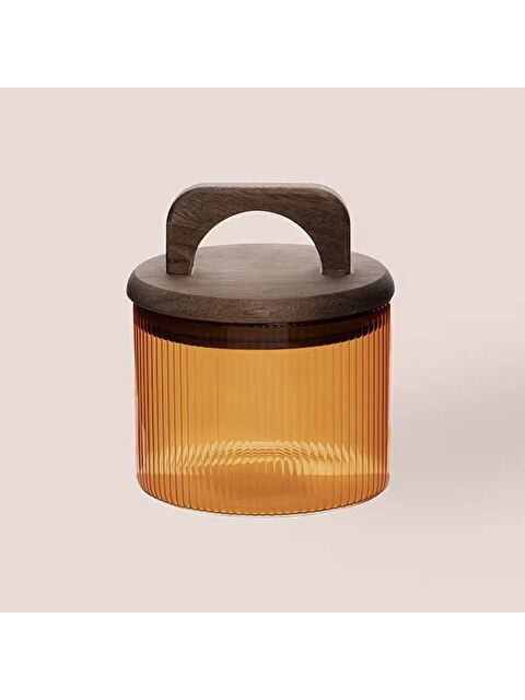 The Mia Akasya Kulplu Cam Kavanoz - Amber - 350 ml - S000395496-20067