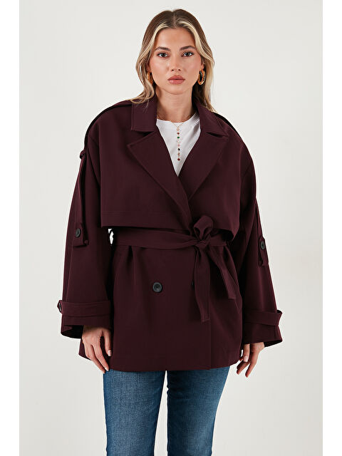 Lela Relaxed Fit Kruvaze Yaka Düğmeli Astarlı Trençkot 6839580 - S000463886-20036
