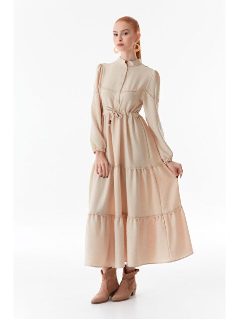 Fullamoda Fullamodest Beli Bağlamalı Hakim Yaka Elbise - S000185353-19928