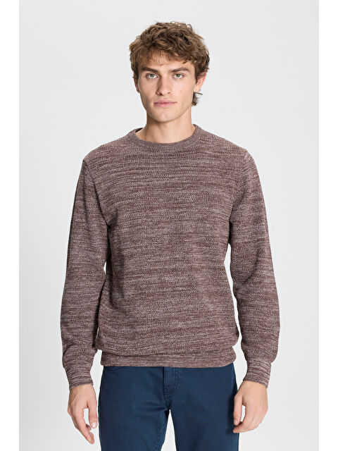 AC&Co / Altınyıldız Classics Erkek KAHVE-ACIK GRI 2'li Paket Pamuklu Standart Fit Normal Kesim Bisiklet Yaka Triko Kazak - S000394312-37320