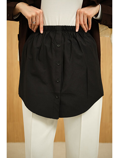 Locco Moda Kadın Düğme Detaylı Belden Lastikli İçlik Siyah