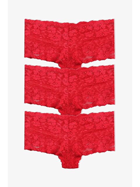 Koza İç Giyim Kadın 3 lü Fantezi Dantelli Şort Boxer Külot  FARKLI DANTEL SEÇENEKLERİ - S000307797-20045