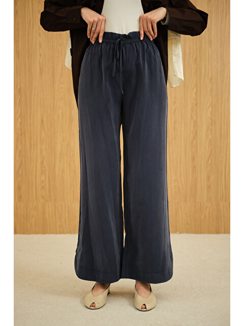 Locco Moda Kadın Beli Lastikli Pantolon Lacivert