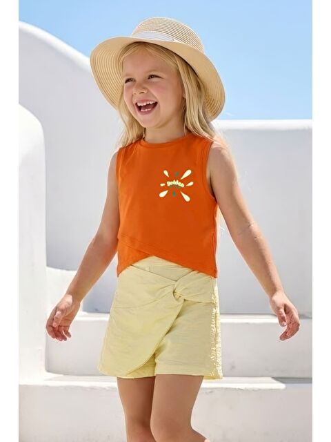 ZEYLAND Kız Çocuk Dokuma Şort Etek - Sarı