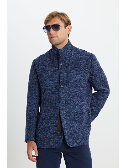 AC&Co / Altınyıldız Classics Erkek Saks Yünlü Standart Fit Normal Kesim Dik Yaka Yan Cepli Mont - S000394313-17234