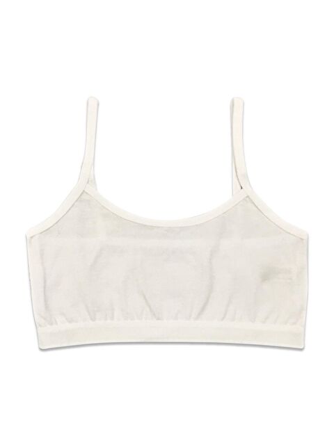 Kompedan Kız Çocuk Pamuklu İnce Askılı Alıştırma Sütyeni | Beyaz K42324 - S000232460-20063