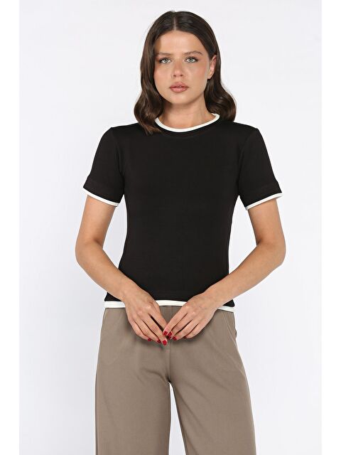 Gülseli Bisiklet Yaka Kadın Tişört - S000402208-19351