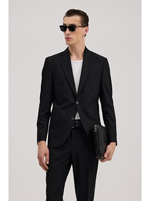 JAKAMEN Siyah Slim Fit Mono Yaka Takım Elbise - S000495546-19351