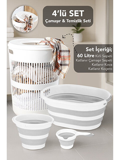 Meleni Home 4'lü Kirli Çamaşır Sepeti 60 l