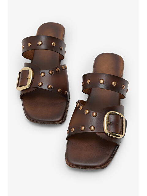 TONNY BLACK Kadın Taba Rahat Kalıp Termo Taban Çapraz Bantlı Tokalı Terlik - S000511001-19413