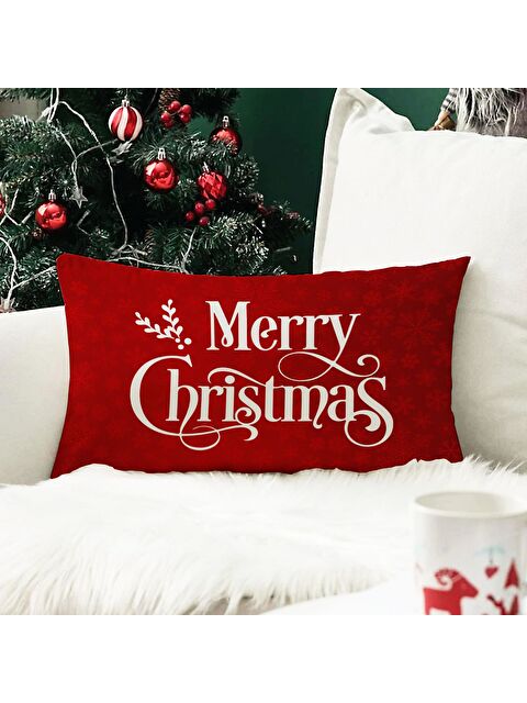 Evmila Yılbaşı Temalı Desenli Kadife Kırlent Kılıfı 35x55 cm - S000285314-23173