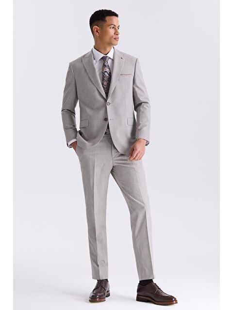 JAKAMEN Vizon Klasik Fit Sivri Yaka Yünlü Takım Elbise - S000495548-26429