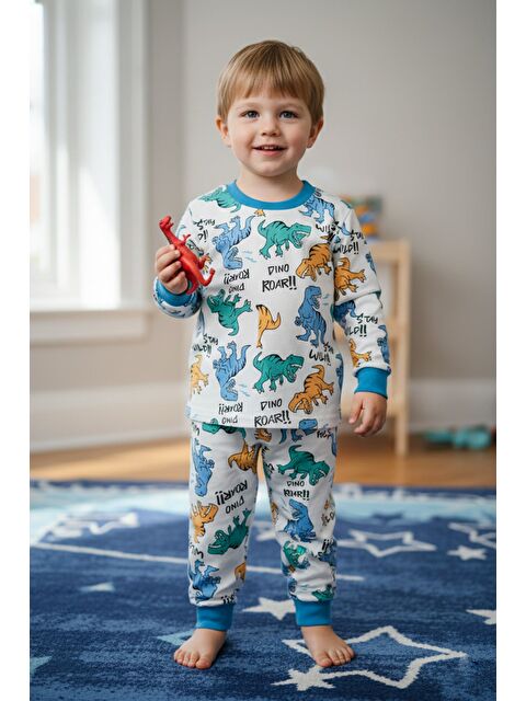 Fullamoda %100 Pamuk Hayvan Baskılı Çıtçıtlı Erkek Çocuk Pijama Takımı - S000393403-17234